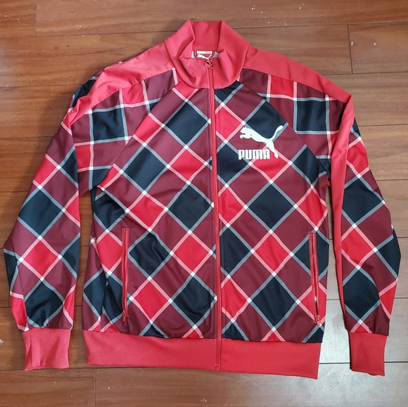 VINTAGE MEN'S PUMA TRACK JACKET ATHLETIC SIZE L ZIP  UP WHITE RED BLACK JACKET - Picture 2 of 8